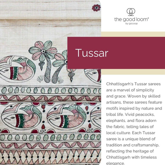 Red handwoven tussar silk saree