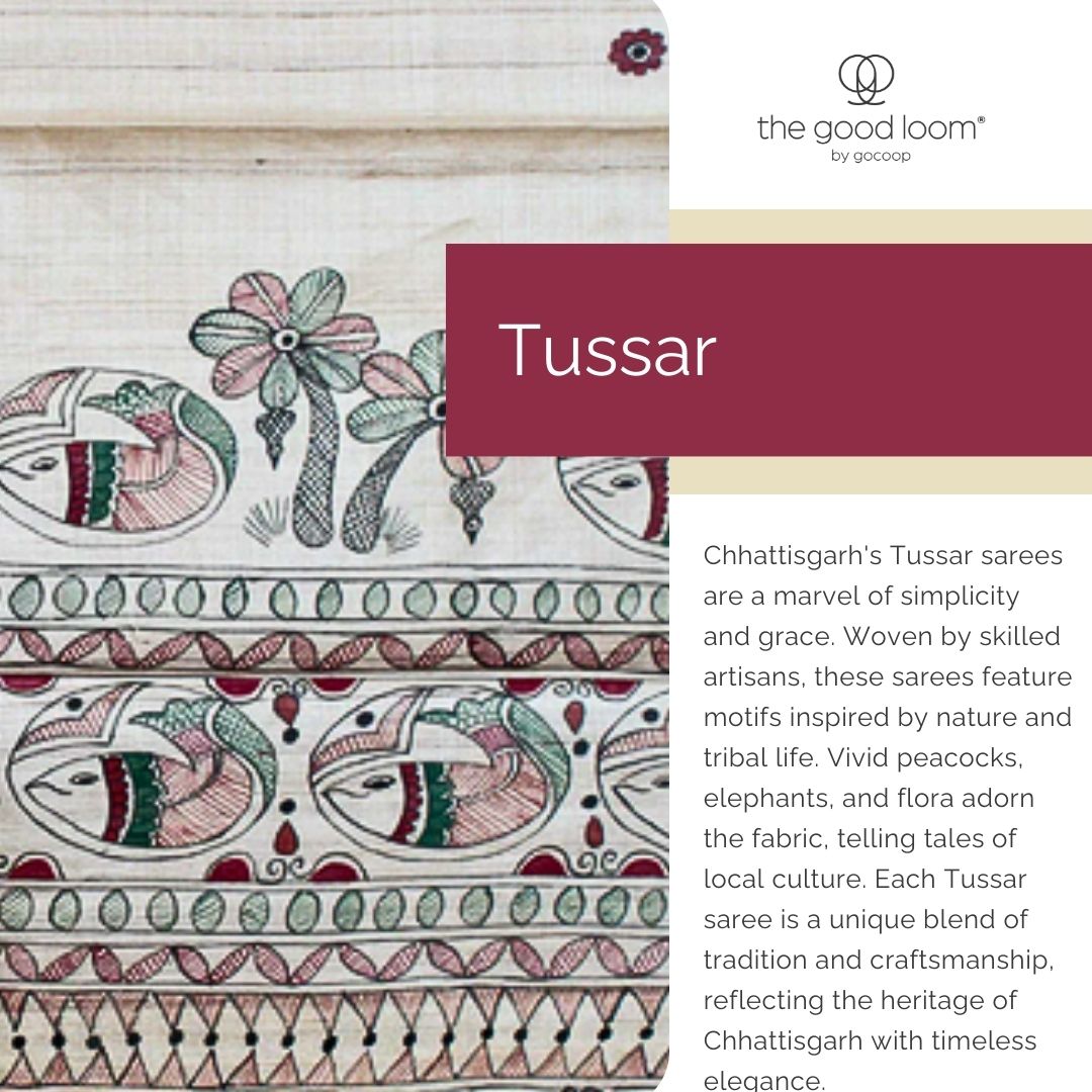 Brown handwoven tussar silk saree