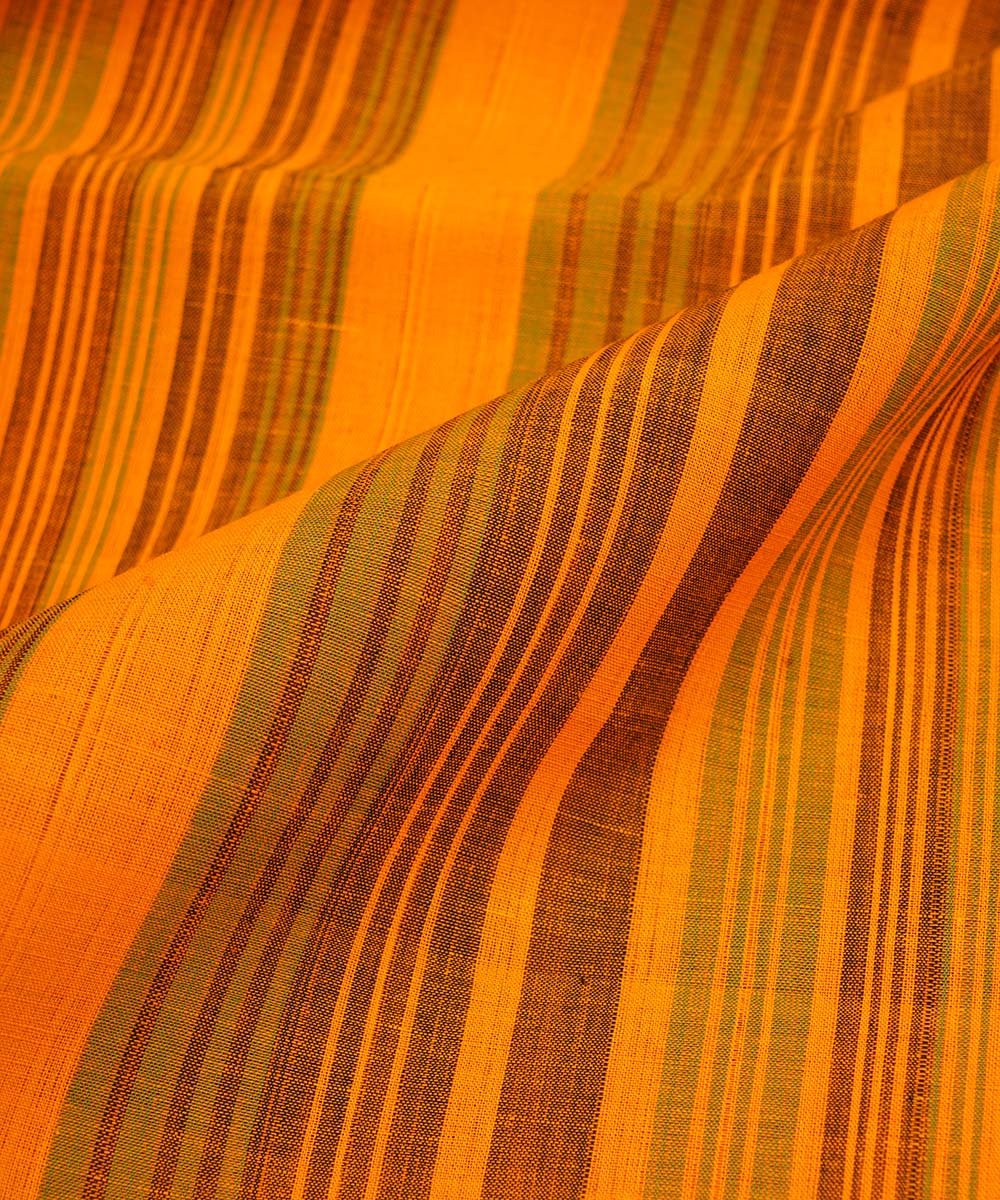 2.5m Yellow green handwoven stripe cotton mangalagiri kurta material