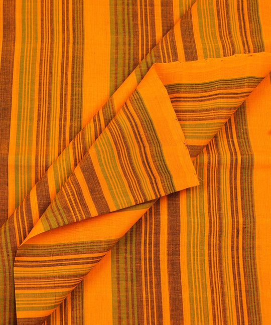 2.5m Yellow green handwoven stripe cotton mangalagiri kurta material