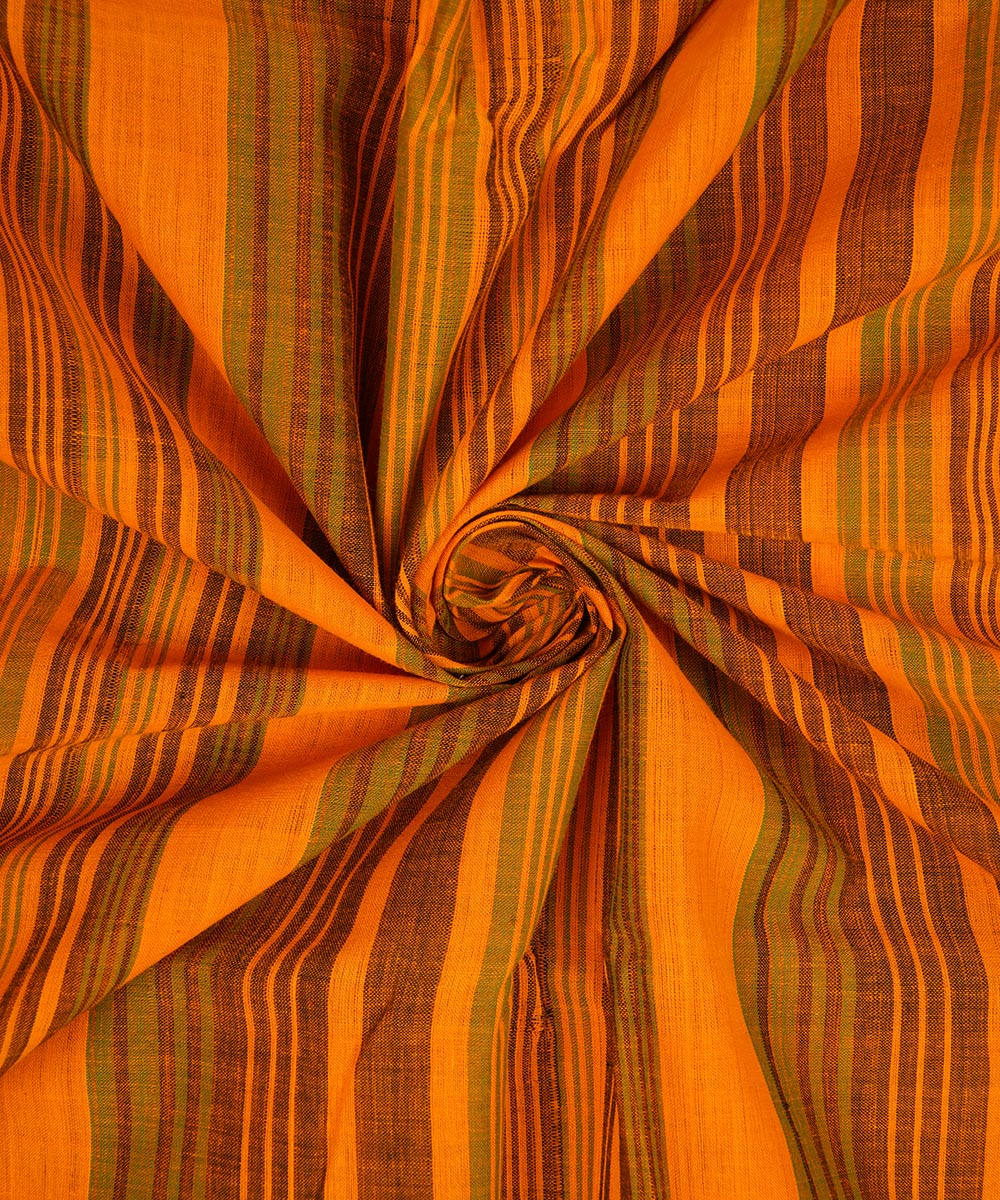 2.5m Yellow green handwoven stripe cotton mangalagiri kurta material