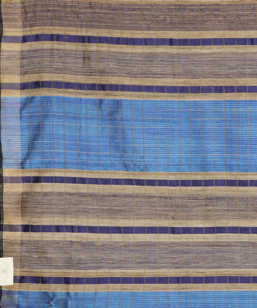 Blue handwoven tussar silk saree