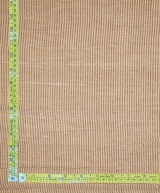 Beige blue stripes handspun handwoven bengal cotton fabric