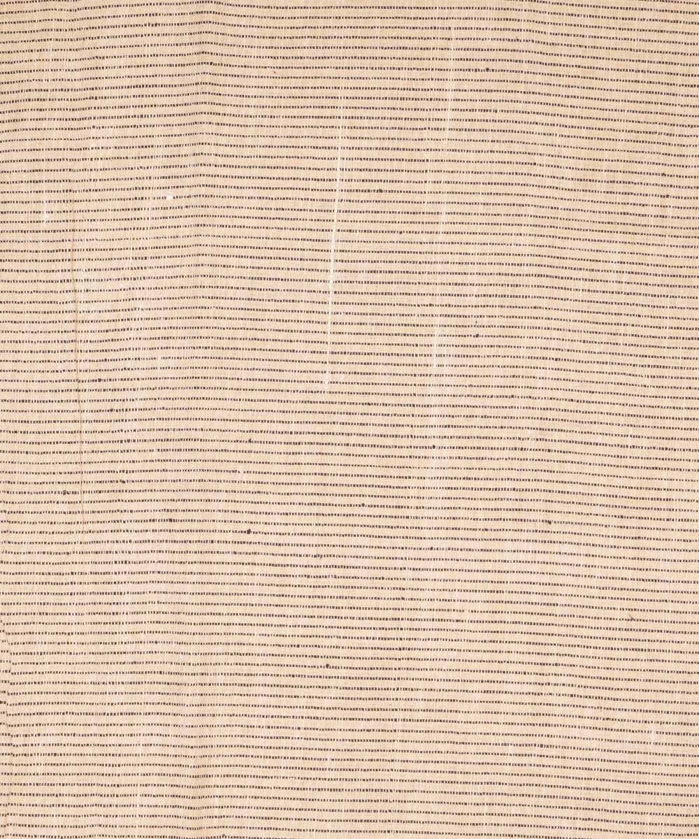Beige blue stripes handspun handwoven bengal cotton fabric