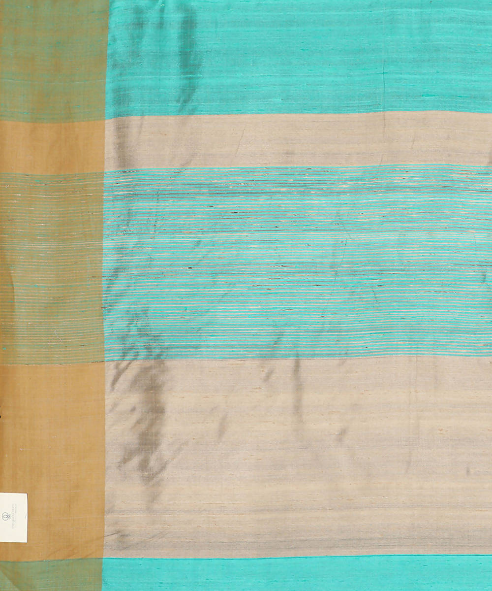 Aqua blue handwoven tussar silk saree