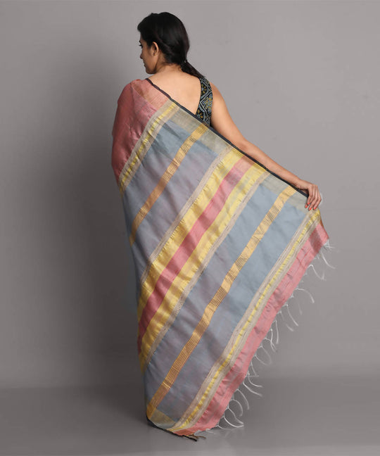 Light pink handwoven tussar silk saree