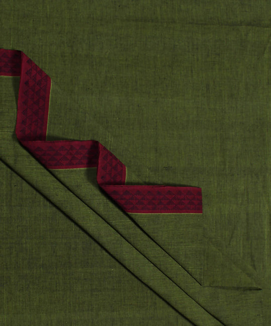 0.36m Olive green handwoven cotton fabric