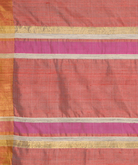 Peach handwoven tussar silk saree
