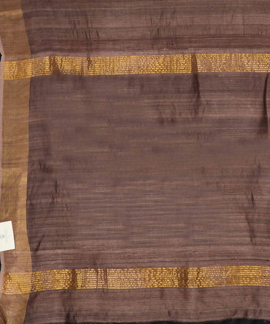 Dark brown handwoven tussar silk saree