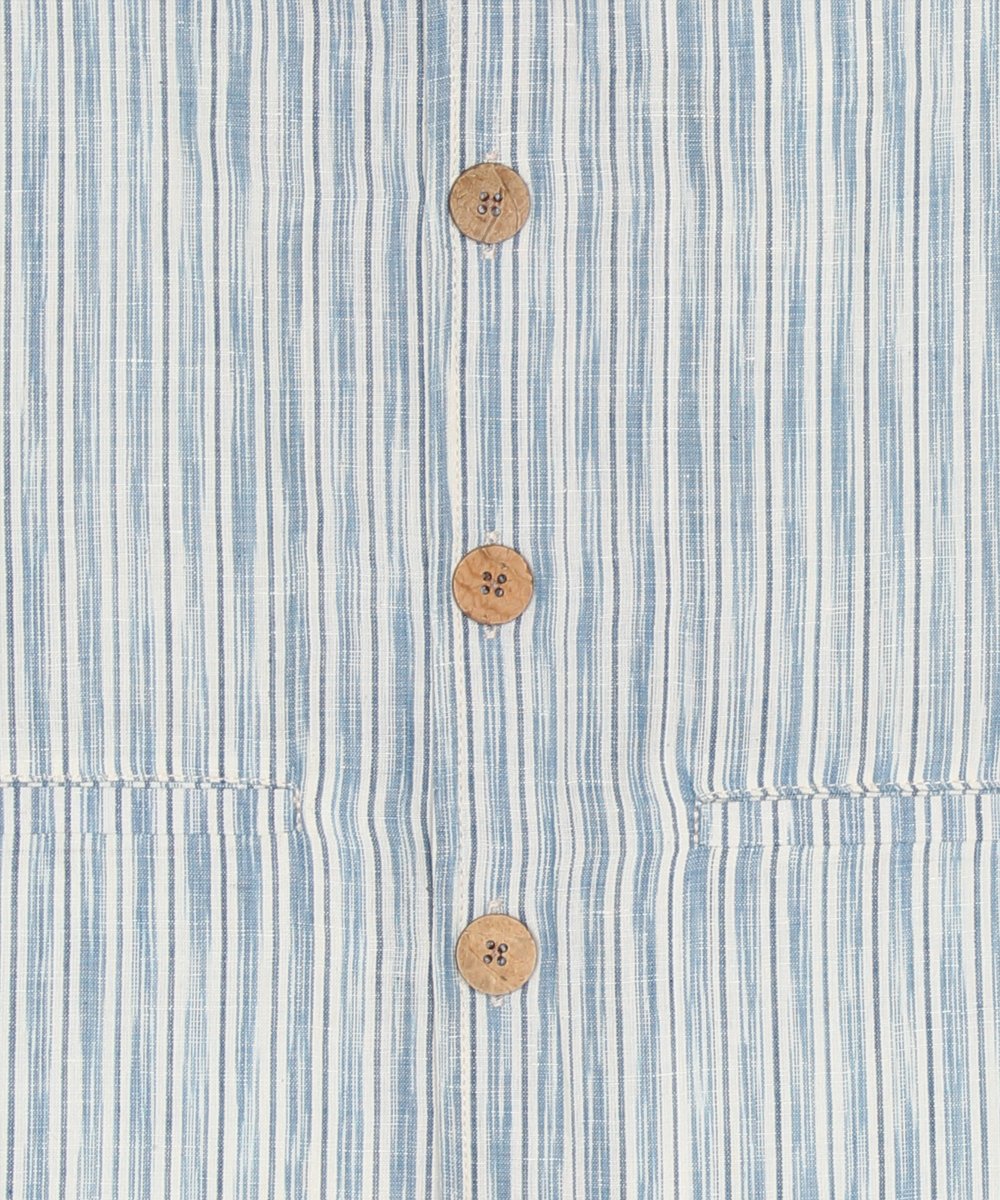 Blue and white ikat cotton linen nehru jacket
