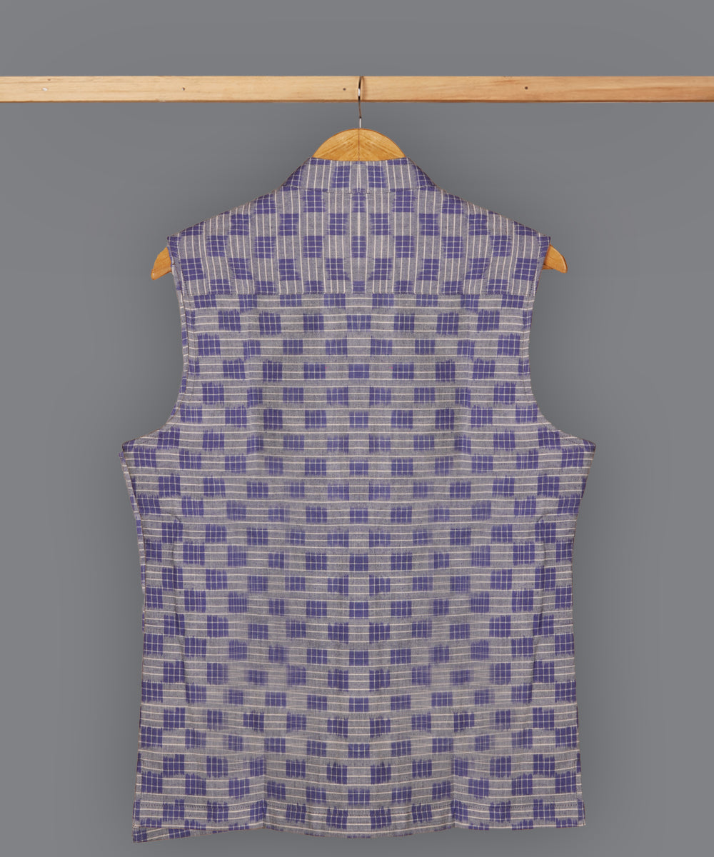 Blue ikat cotton nehru jacket