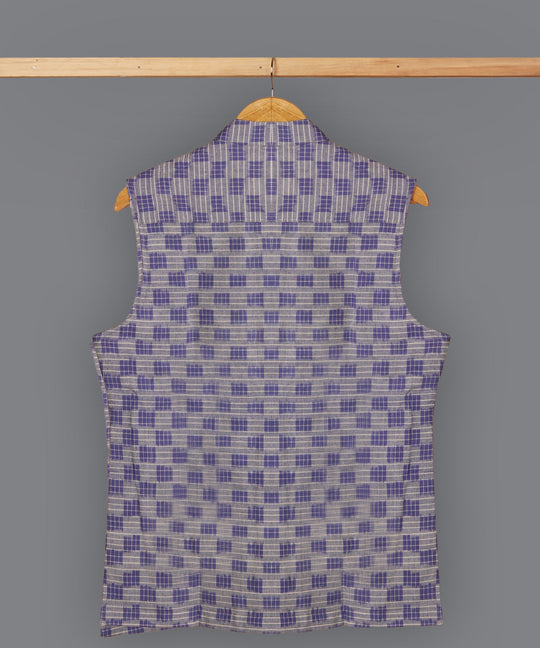 Blue ikat cotton nehru jacket