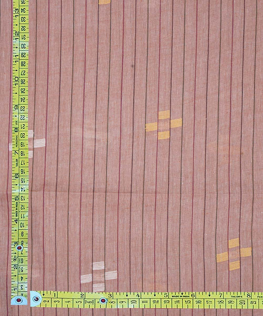 Brown stripe handwoven cotton jamdani fabric