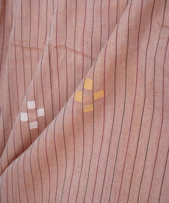 Brown stripe handwoven cotton jamdani fabric