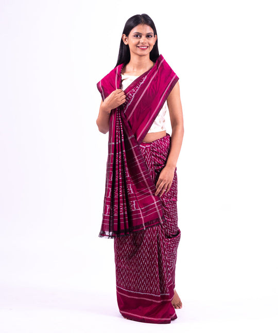 Purple handwoven pochampally ikat saree