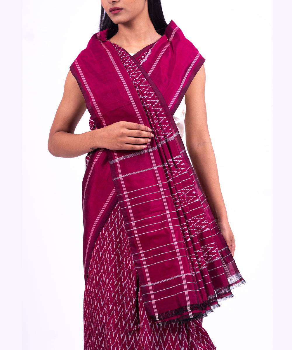 Purple handwoven pochampally ikat saree
