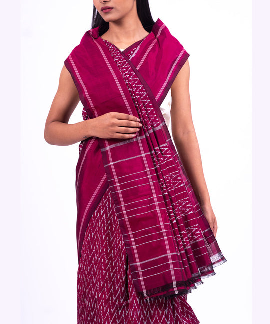 Purple handwoven pochampally ikat saree