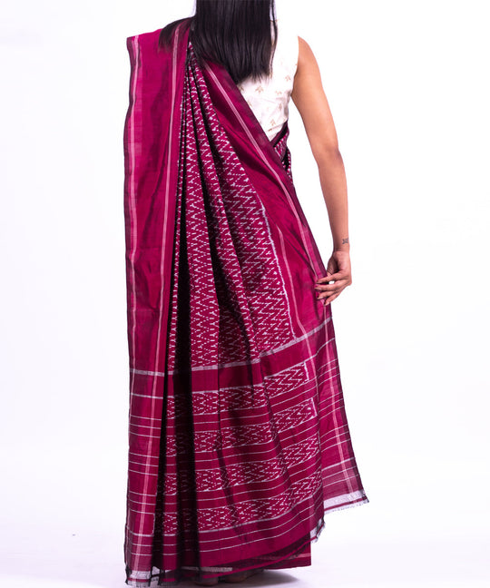 Purple handwoven pochampally ikat saree