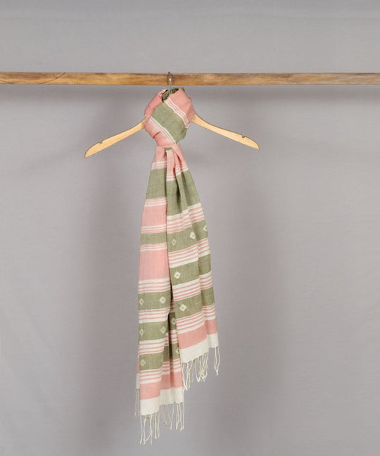 Striped Handloom Cotton Jamdani Stole