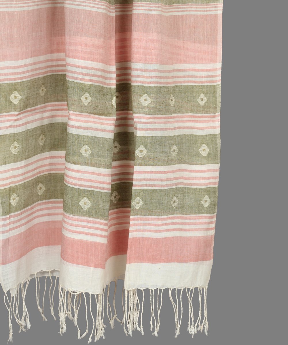 Striped Handloom Cotton Jamdani Stole