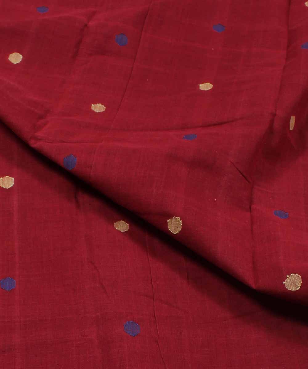 Red maroon cotton natural dye handloom fabric