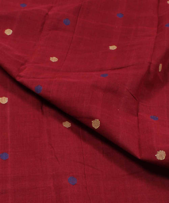 Red maroon cotton natural dye handloom fabric