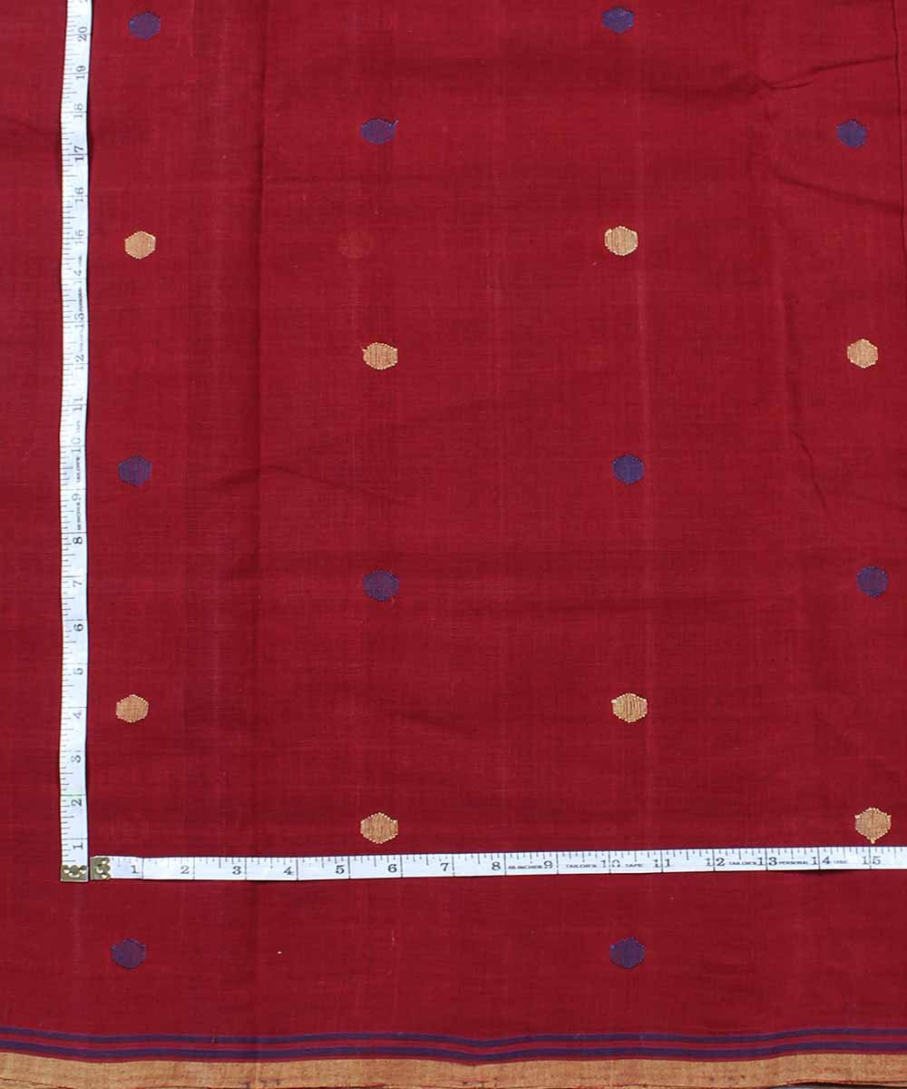 Red maroon cotton natural dye handloom fabric