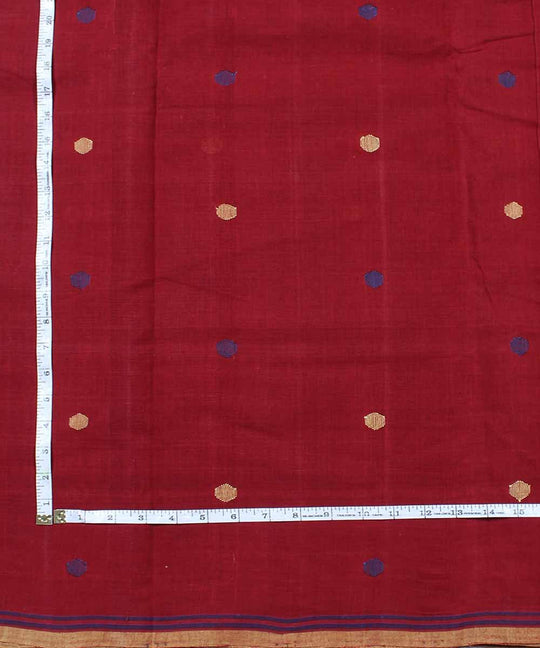 Red maroon cotton natural dye handloom fabric