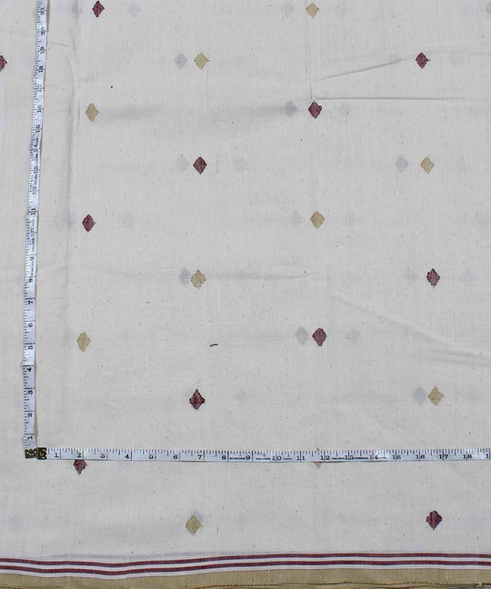 0.54m Off white diamond motif handloom fabric