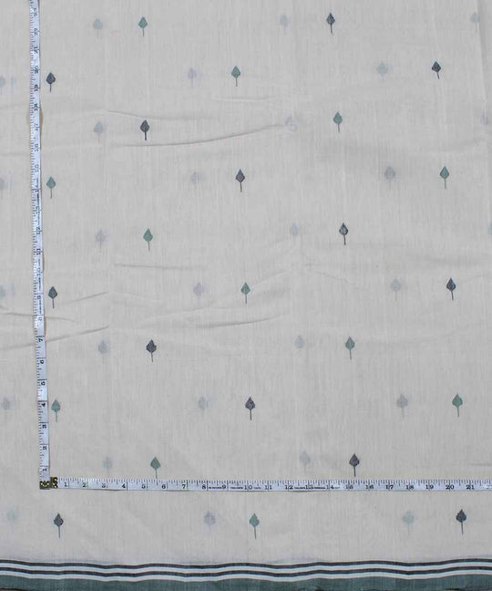0.8m off white leaf motif handloom fabric