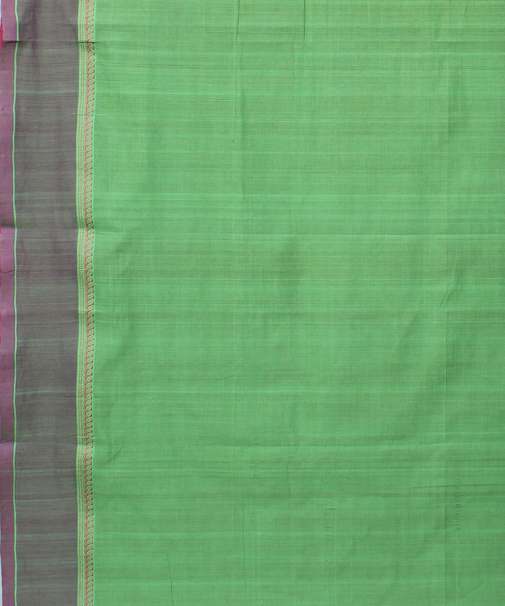 Brown green handwoven cotton saree