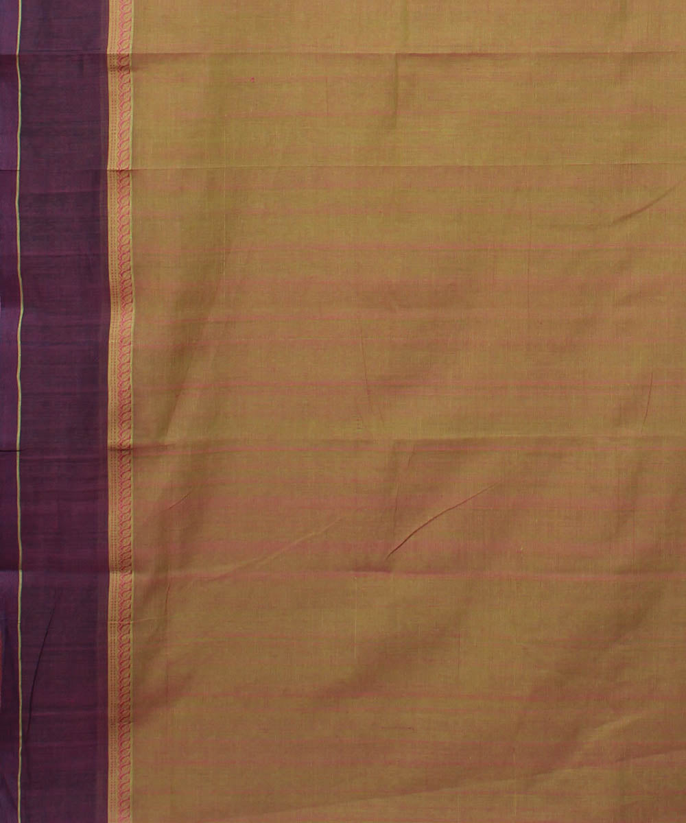 Lime green pink handwoven cotton saree