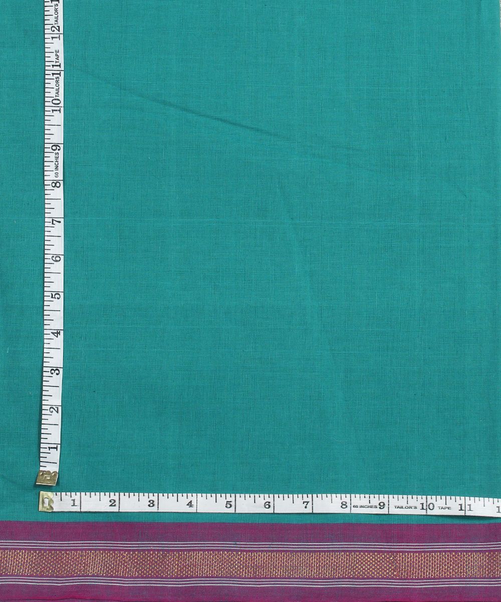 0.82m Teal blue handloom cotton fabric