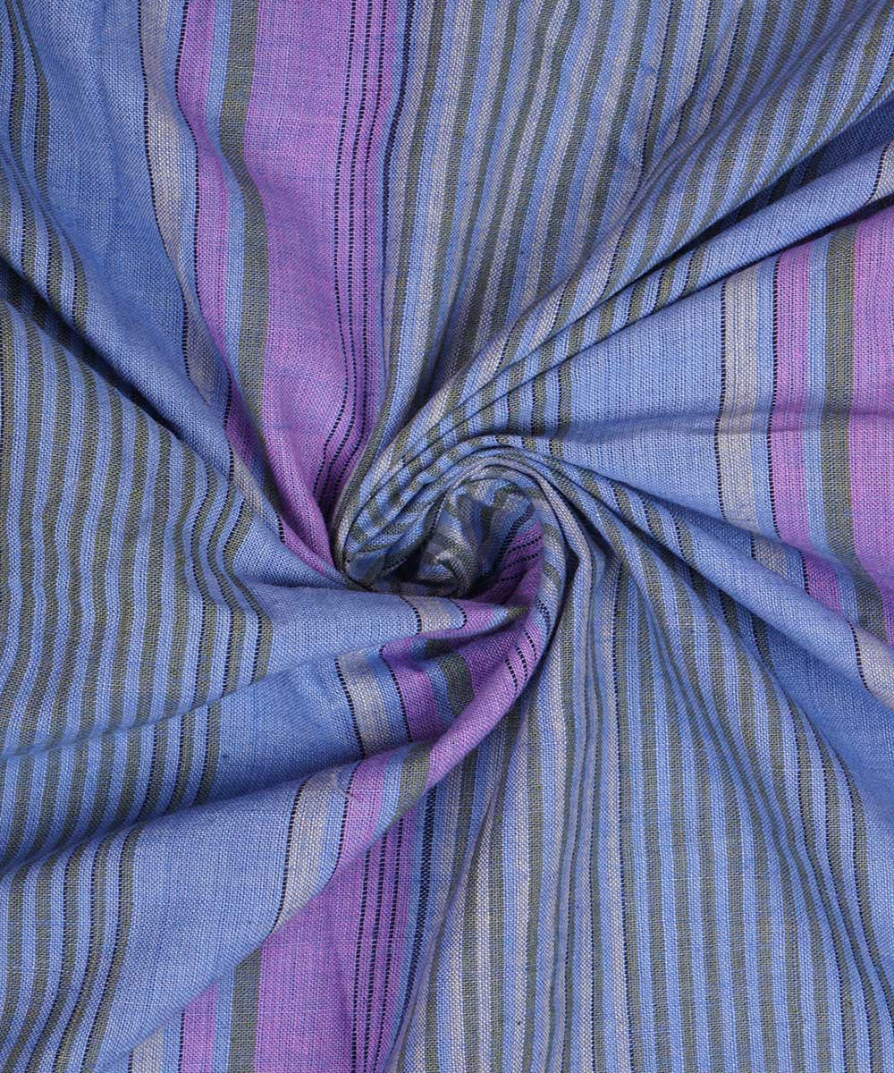 Grey pink handwoven stripe cotton fabric