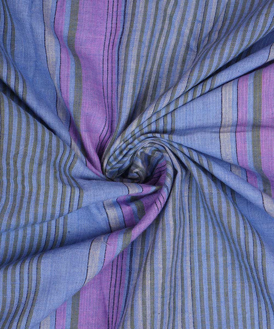 Grey pink handwoven stripe cotton fabric
