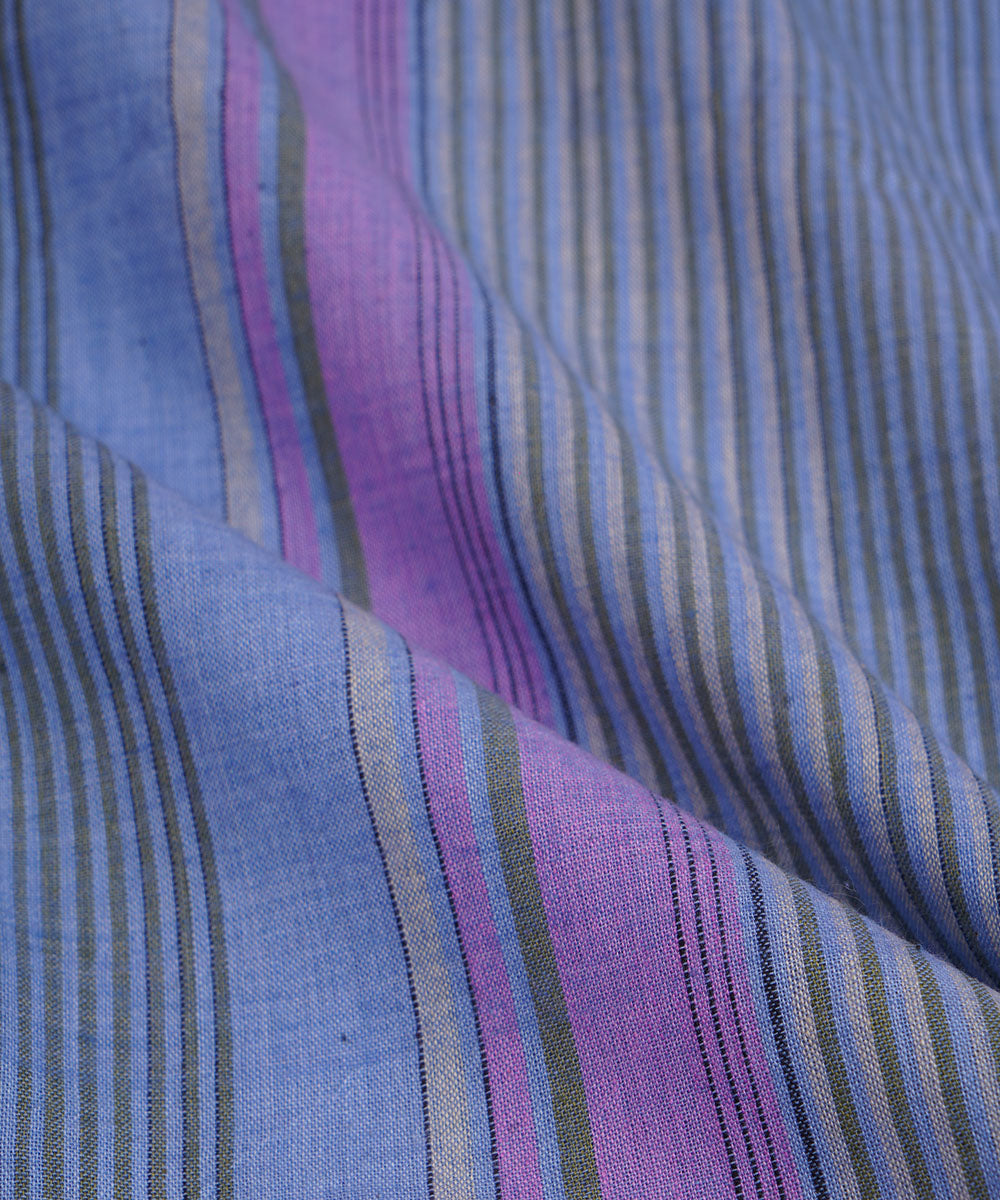 Grey pink handwoven stripe cotton fabric