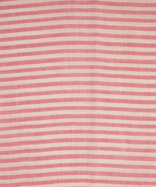 White pink stripes handspun handwoven bengal cotton fabric