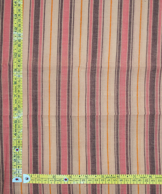 Multicolour stripes handspun handwoven bengal cotton fabric