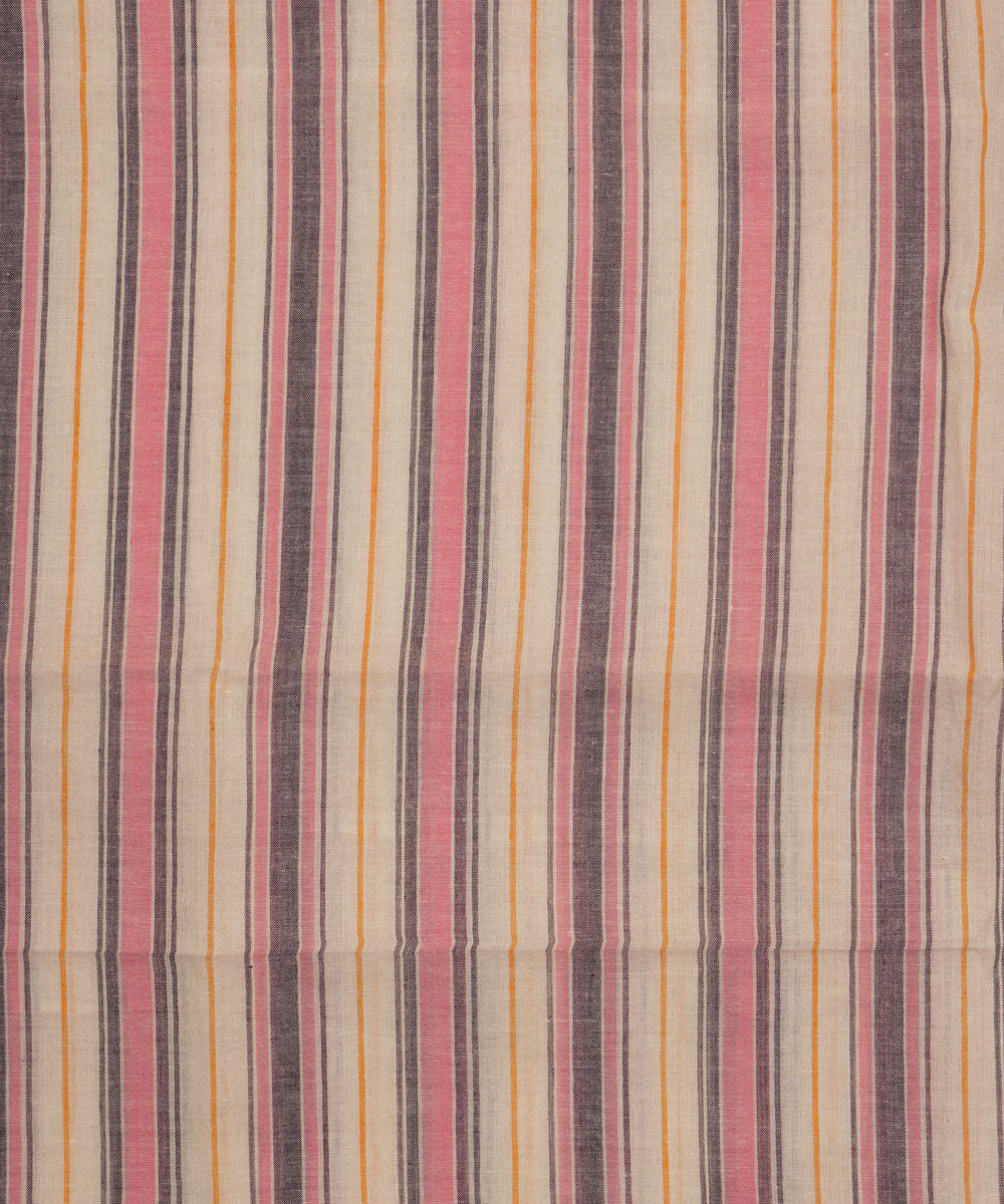Multicolour stripes handspun handwoven bengal cotton fabric