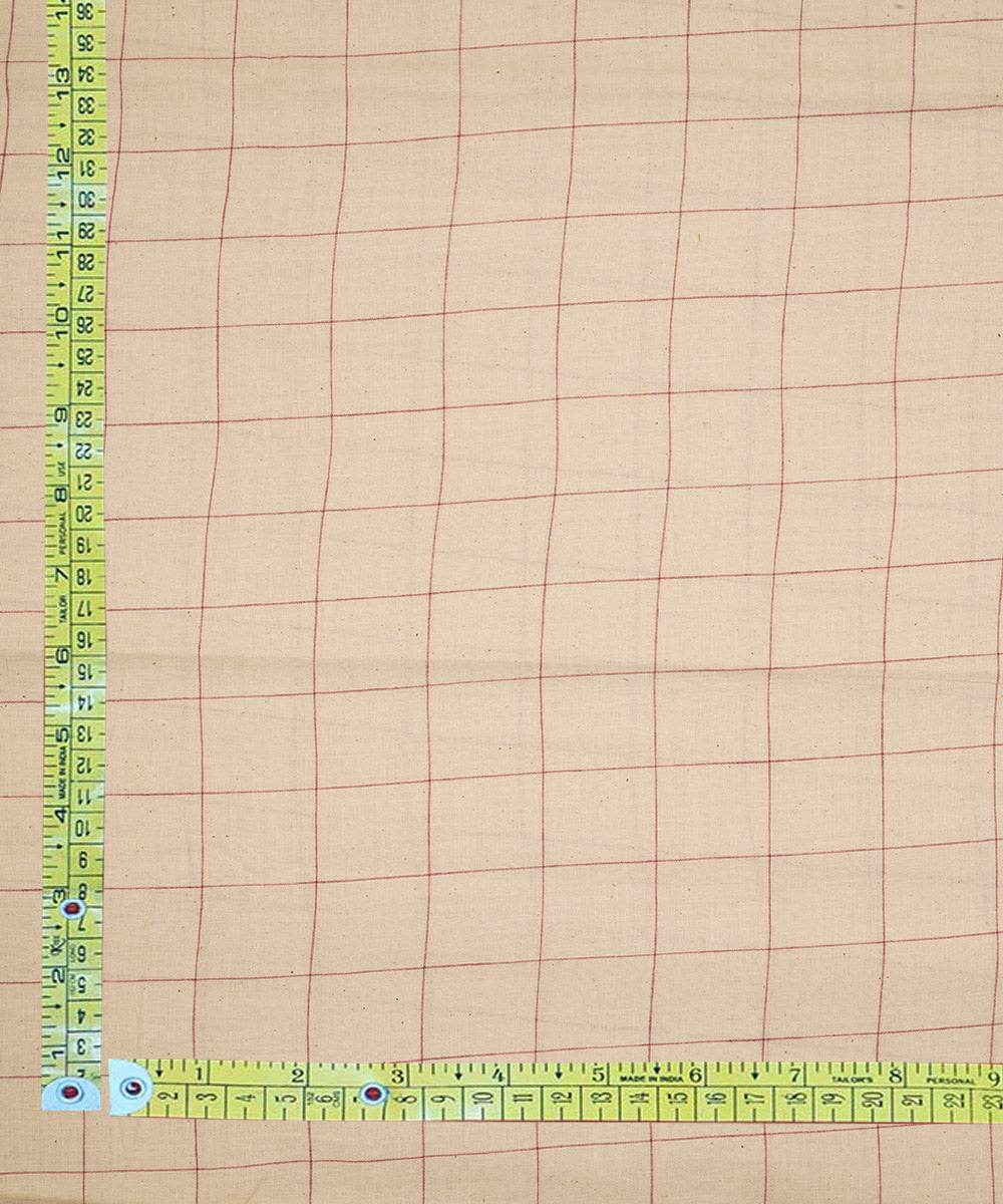 Off white checks handspun handwoven bengal cotton fabric