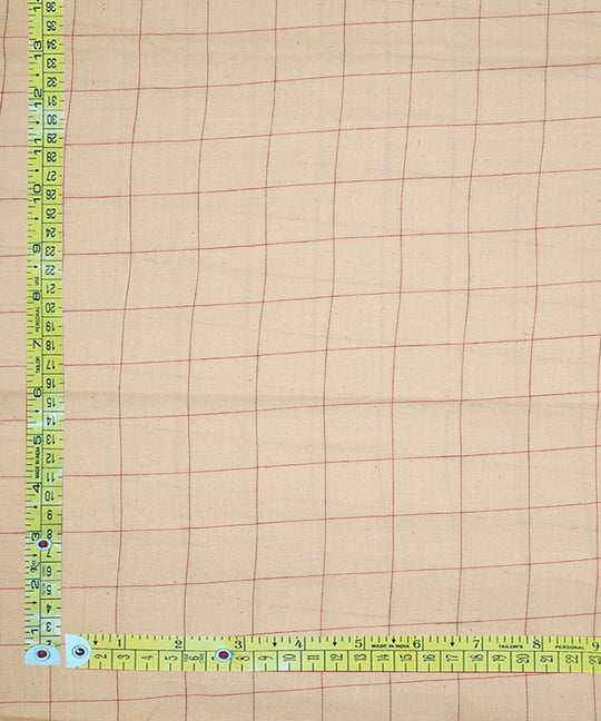 Off white checks handspun handwoven bengal cotton fabric