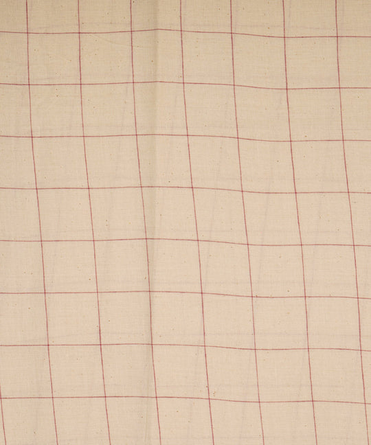Off white checks handspun handwoven bengal cotton fabric