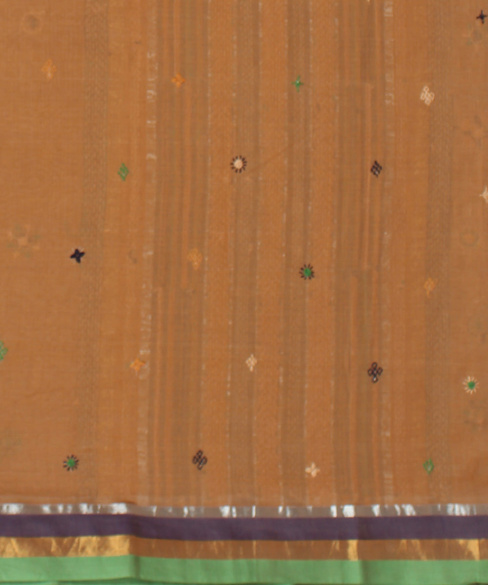 Beige hand embroidery cotton saree