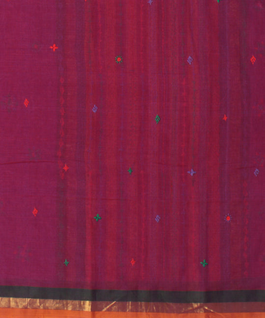 Magenta hand embroidery cotton saree