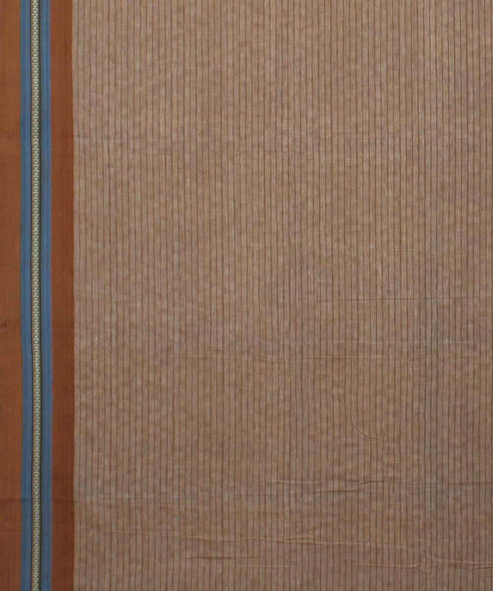 Brown hand block print cotton saree