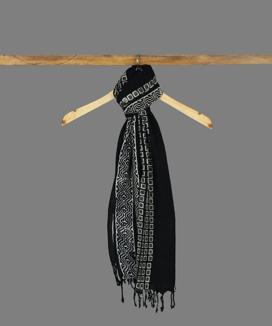 Handblock Printed Black Chuna Patri Stole