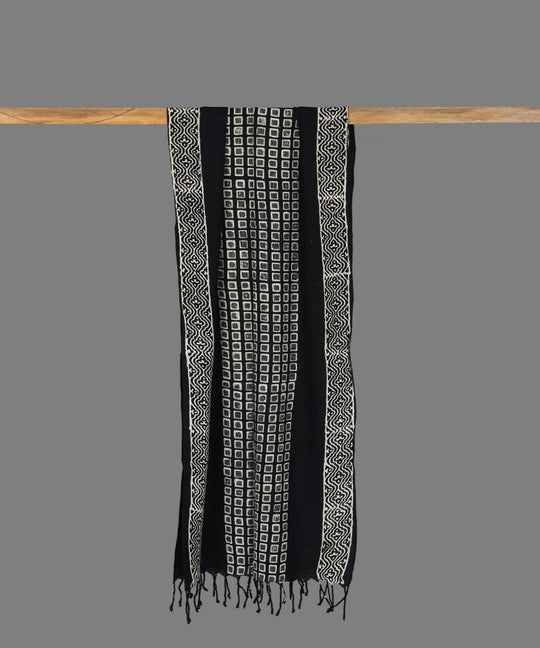 Handblock Printed Black Chuna Patri Stole