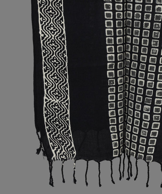 Handblock Printed Black Chuna Patri Stole