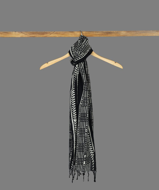 Black Chuna Patri Handblock Print Stole