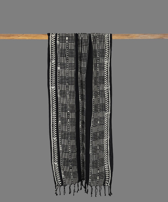 Black Chuna Patri Handblock Print Stole